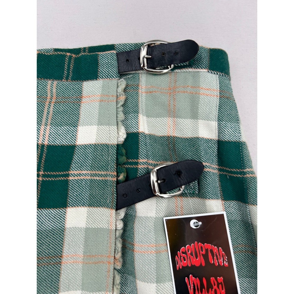 Borderglen Green Plaid Wool Blend Kilt Skirt Made in UK Buckle Wrap Midi NWT - Picture 3 of 14
